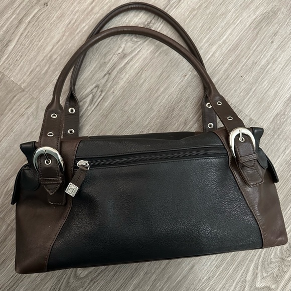 Vintage Soprano Black & Brown Leather Shoulder Bag - Picture 4 of 9
